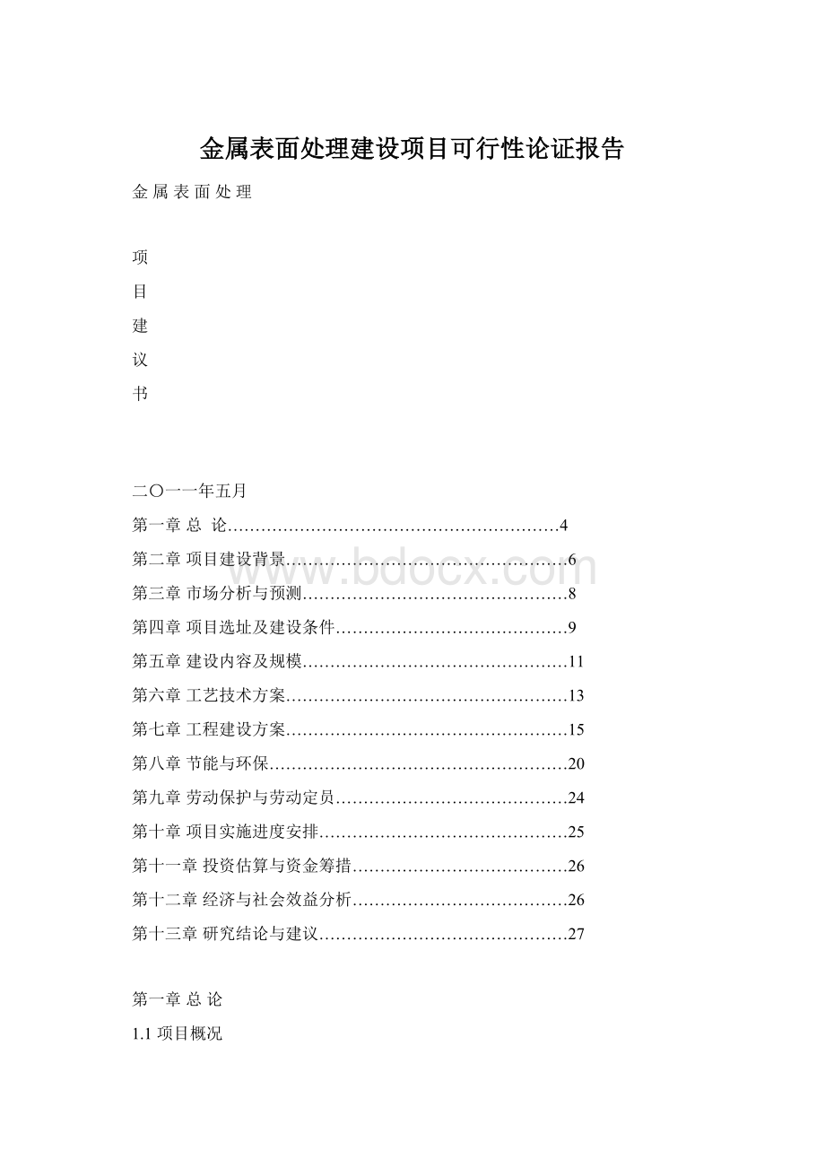 金属表面处理建设项目可行性论证报告Word文件下载.docx_第1页