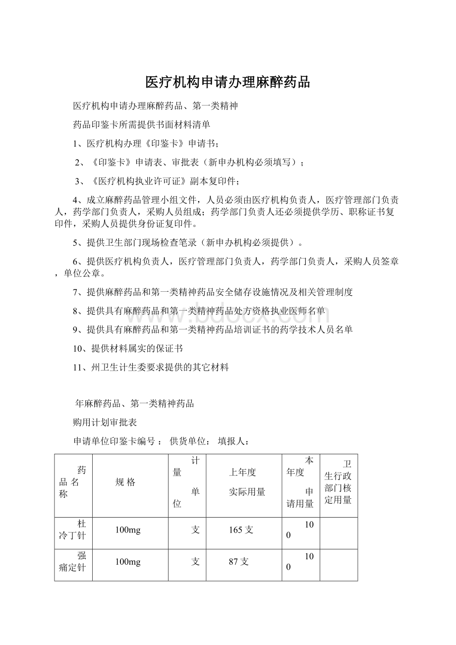 医疗机构申请办理麻醉药品.docx