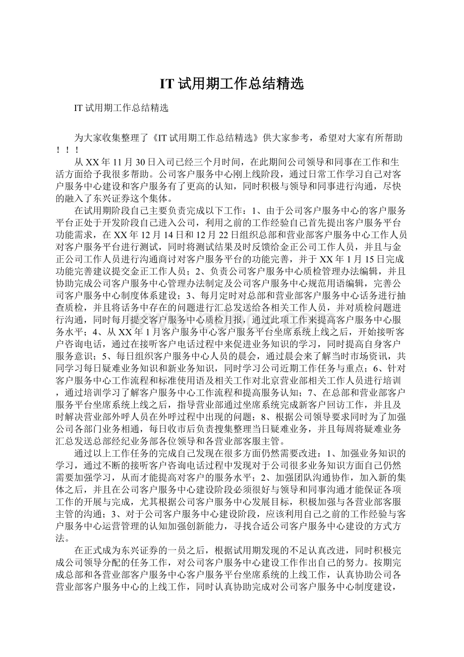 IT试用期工作总结精选Word文件下载.docx_第1页