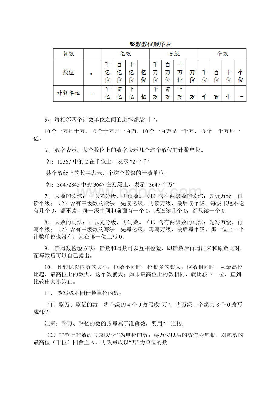 学年度最新人教版四年级数学上册总复习资料含复习计划知识点归纳与习题Word格式.docx_第3页