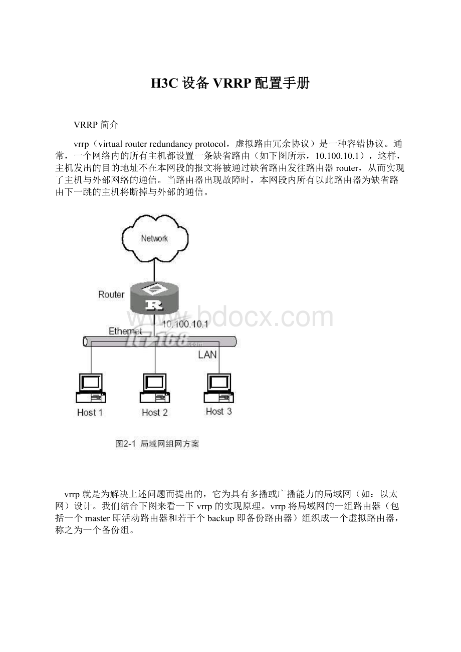 H3C设备VRRP配置手册Word格式文档下载.docx