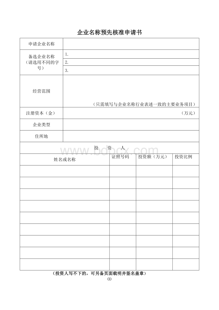 工商注册登记资料.doc