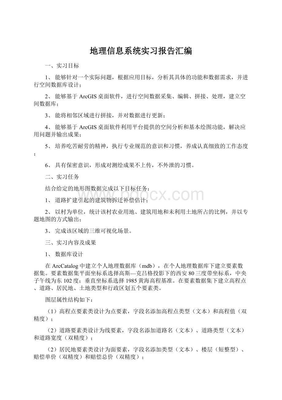 地理信息系统实习报告汇编Word文件下载.docx