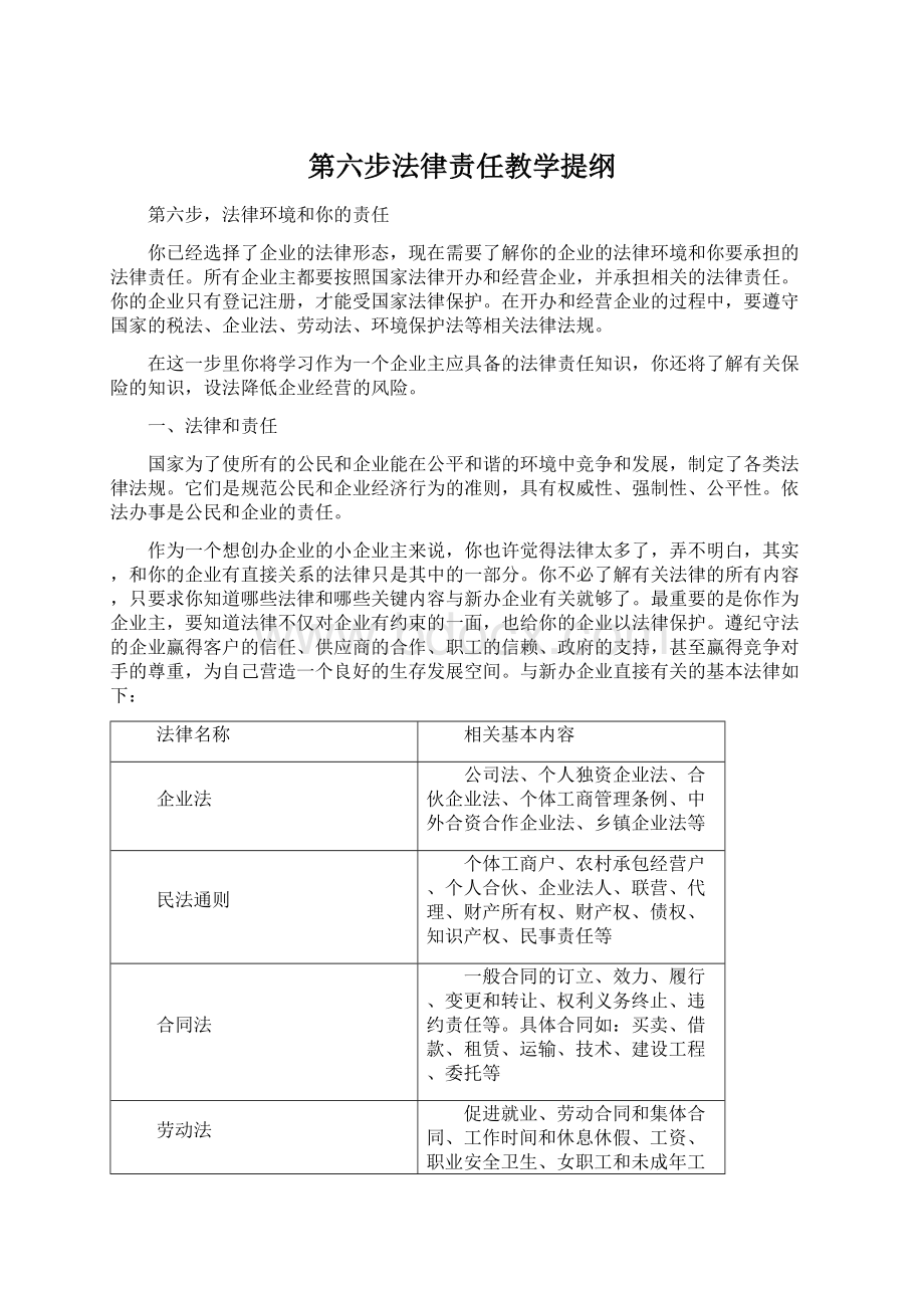 第六步法律责任教学提纲Word格式.docx_第1页