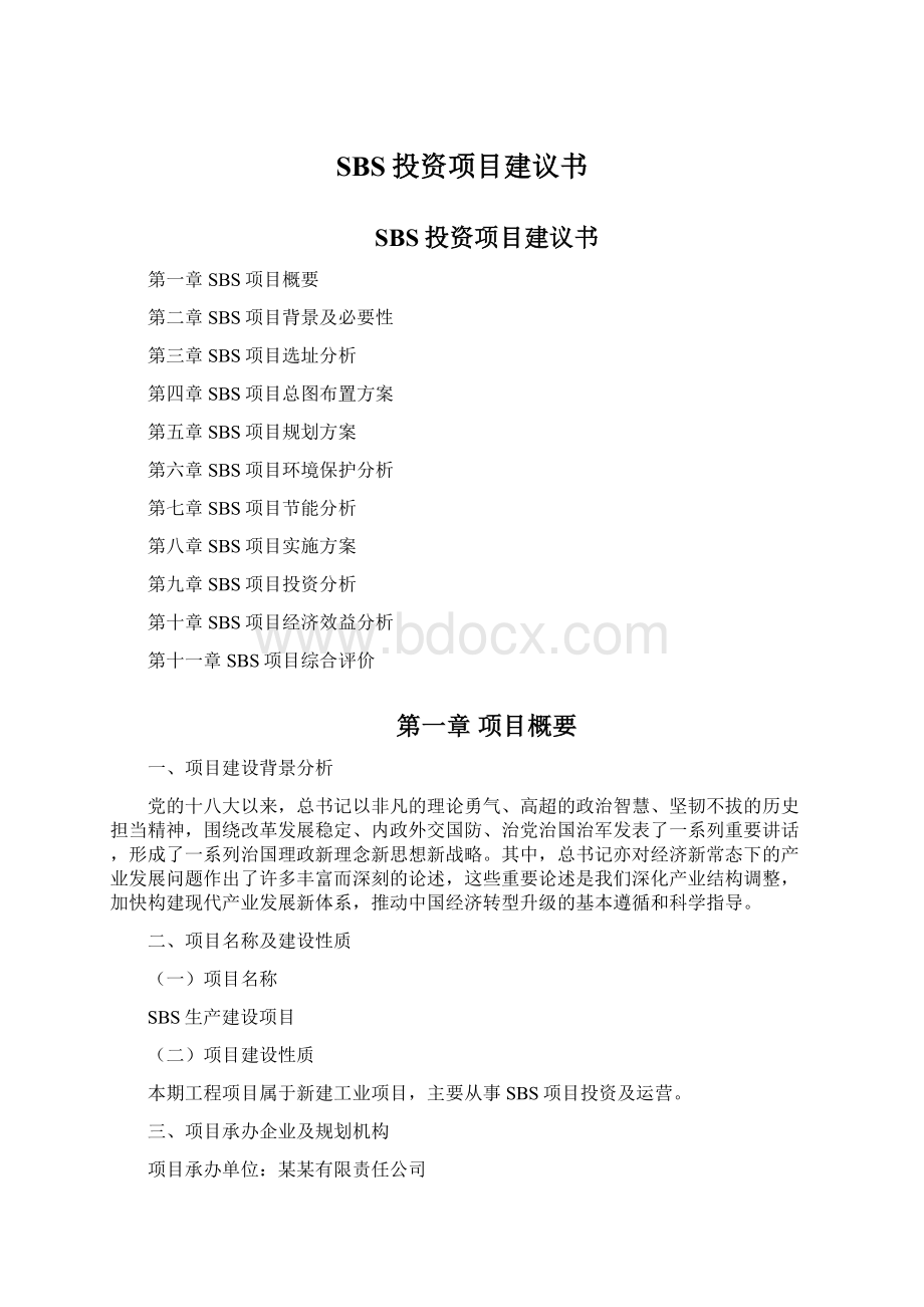 SBS投资项目建议书.docx_第1页