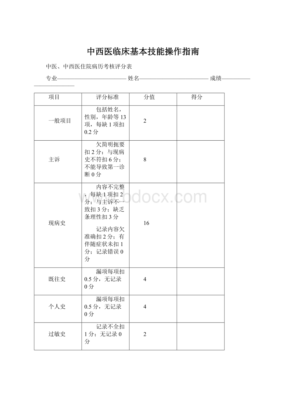 中西医临床基本技能操作指南Word文档下载推荐.docx