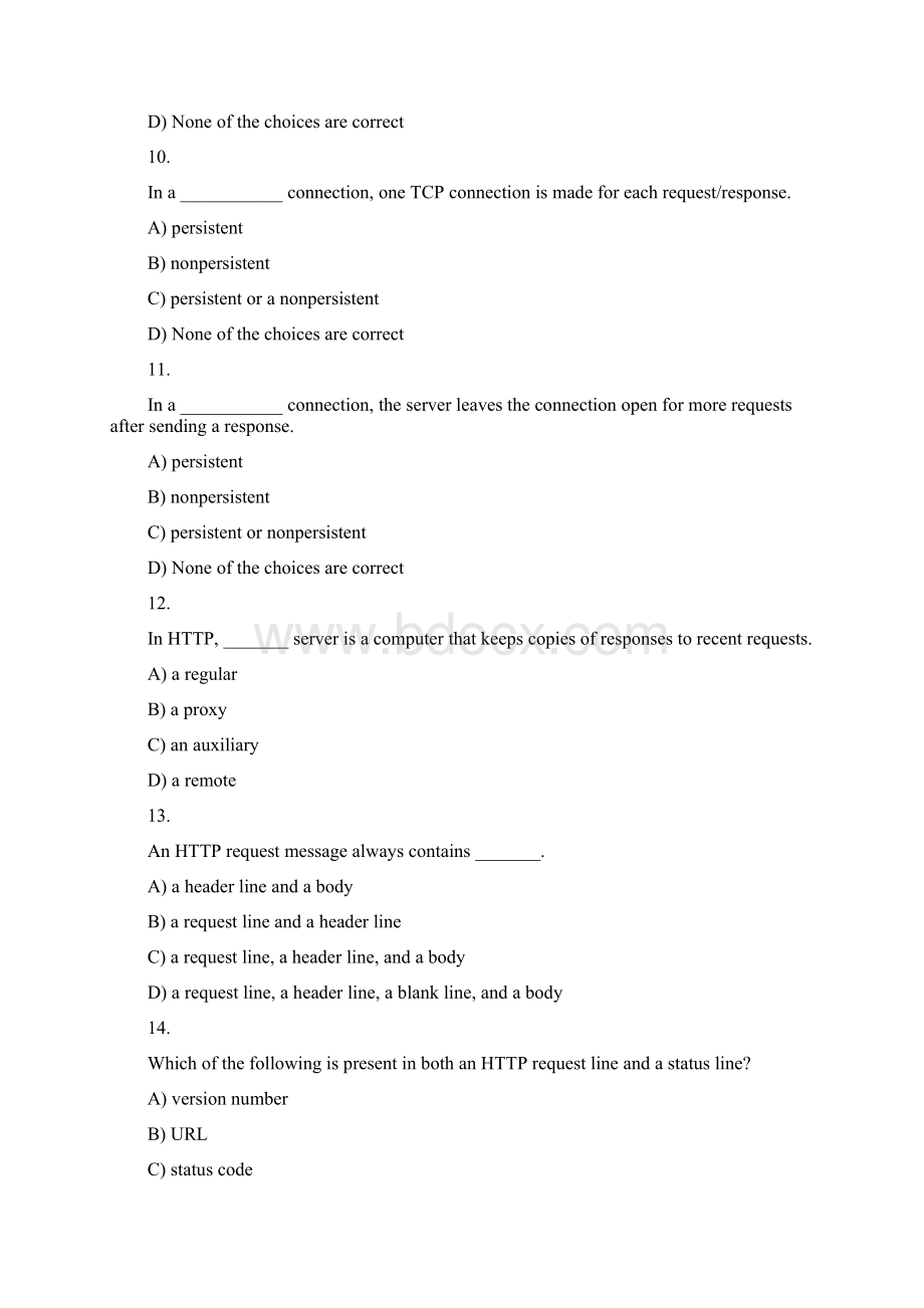 计算机网络教程自顶向下方法选择题及答案 Chapt 2 Application LayerQUIZWord格式.docx_第3页