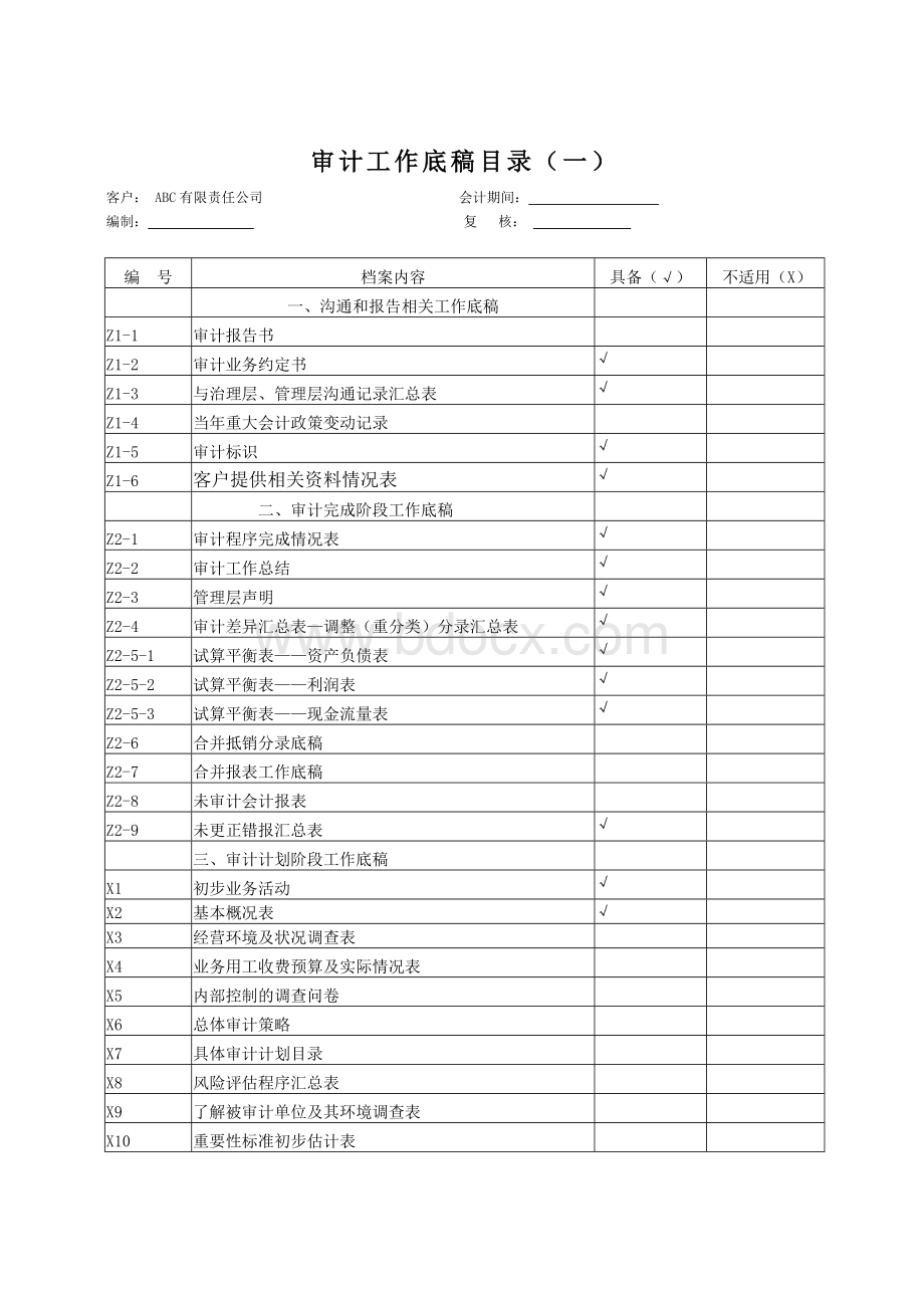 审计工作底稿(模板2)Word格式.doc_第2页