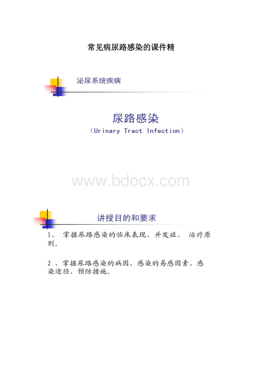 常见病尿路感染的课件精Word格式文档下载.docx_第1页