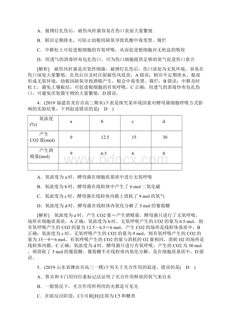 届 二轮光合作用与呼吸作用 专题卷Word格式文档下载.docx_第2页