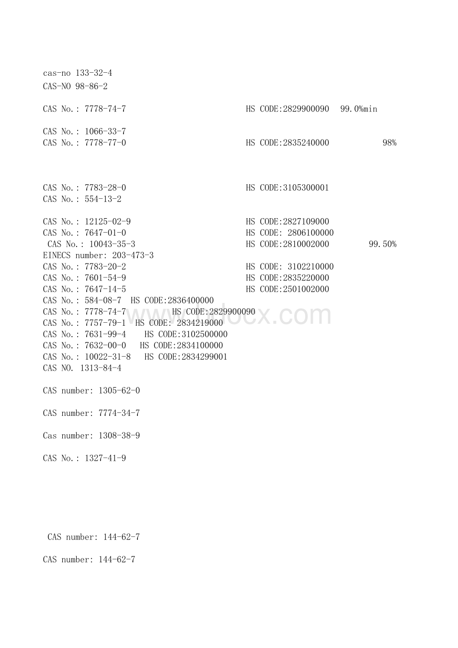 常见化工产品中英文对照记COA码总结表格文件下载.xls_第3页