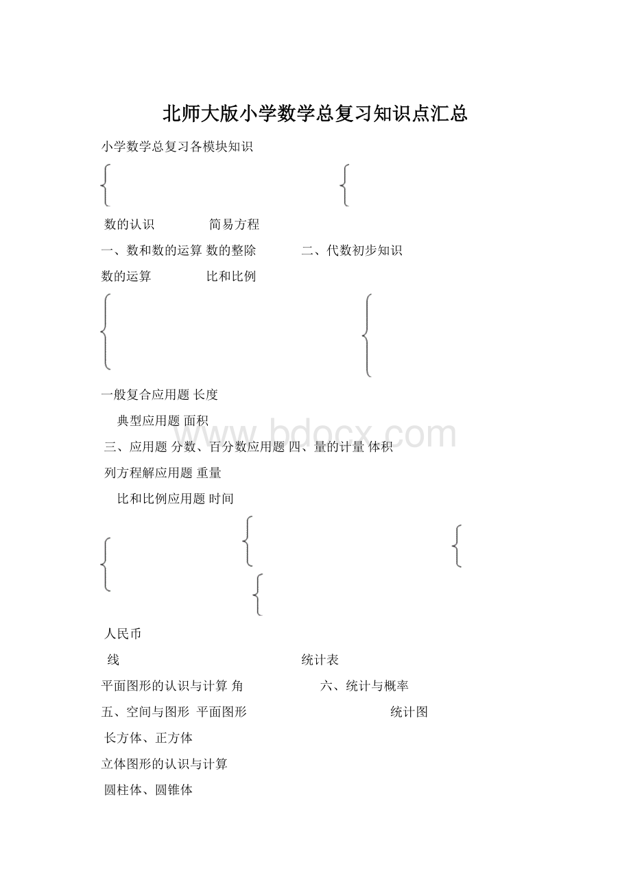 北师大版小学数学总复习知识点汇总.docx