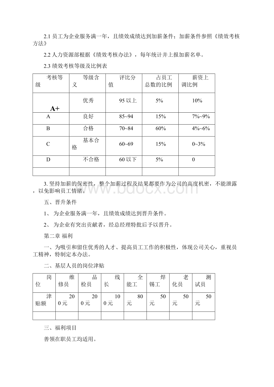 薪资福利及绩效考核制度删减版文档格式.docx_第2页