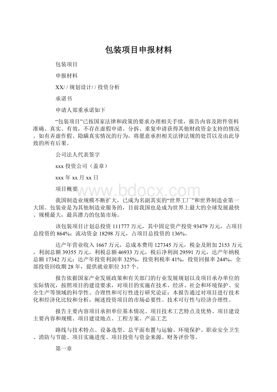 包装项目申报材料.docx