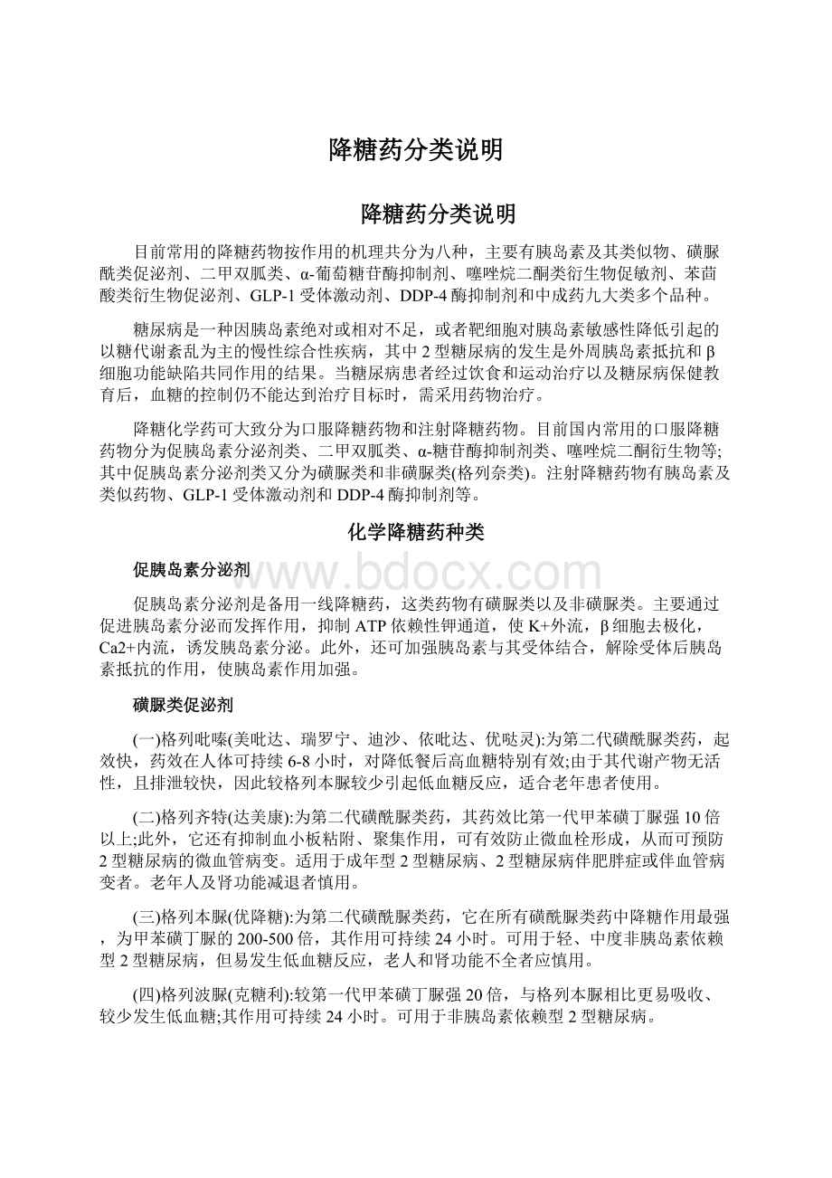 降糖药分类说明文档格式.docx_第1页