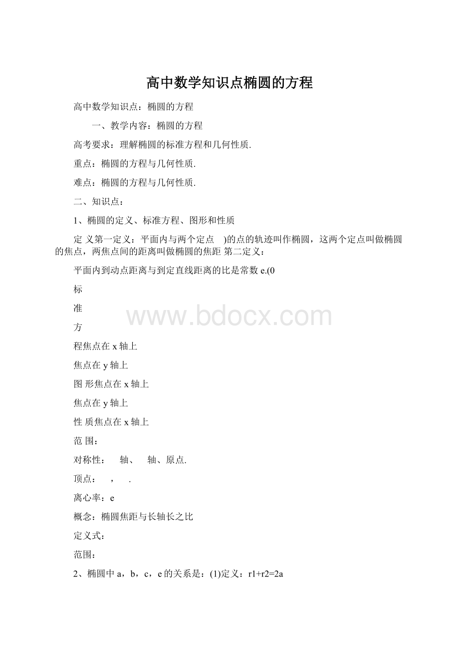 高中数学知识点椭圆的方程文档格式.docx_第1页