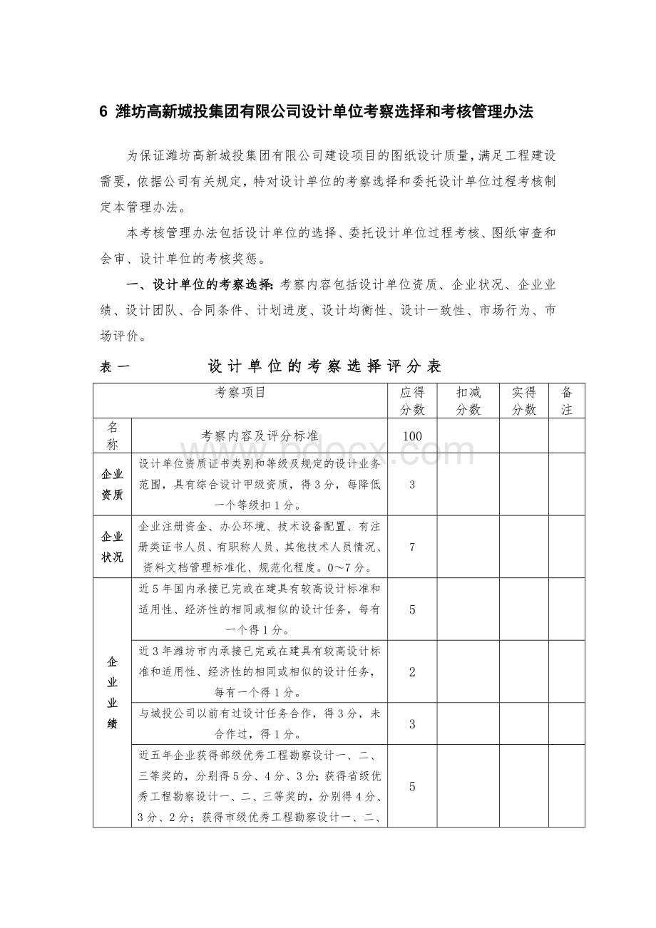 城投设计单位考核管理办法Word格式.doc_第1页