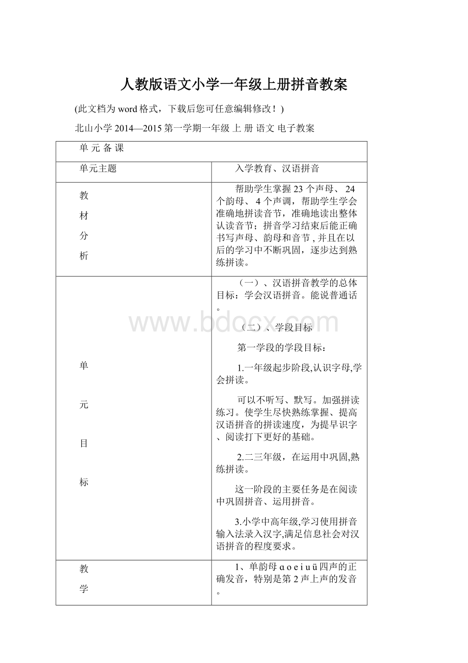 人教版语文小学一年级上册拼音教案.docx_第1页