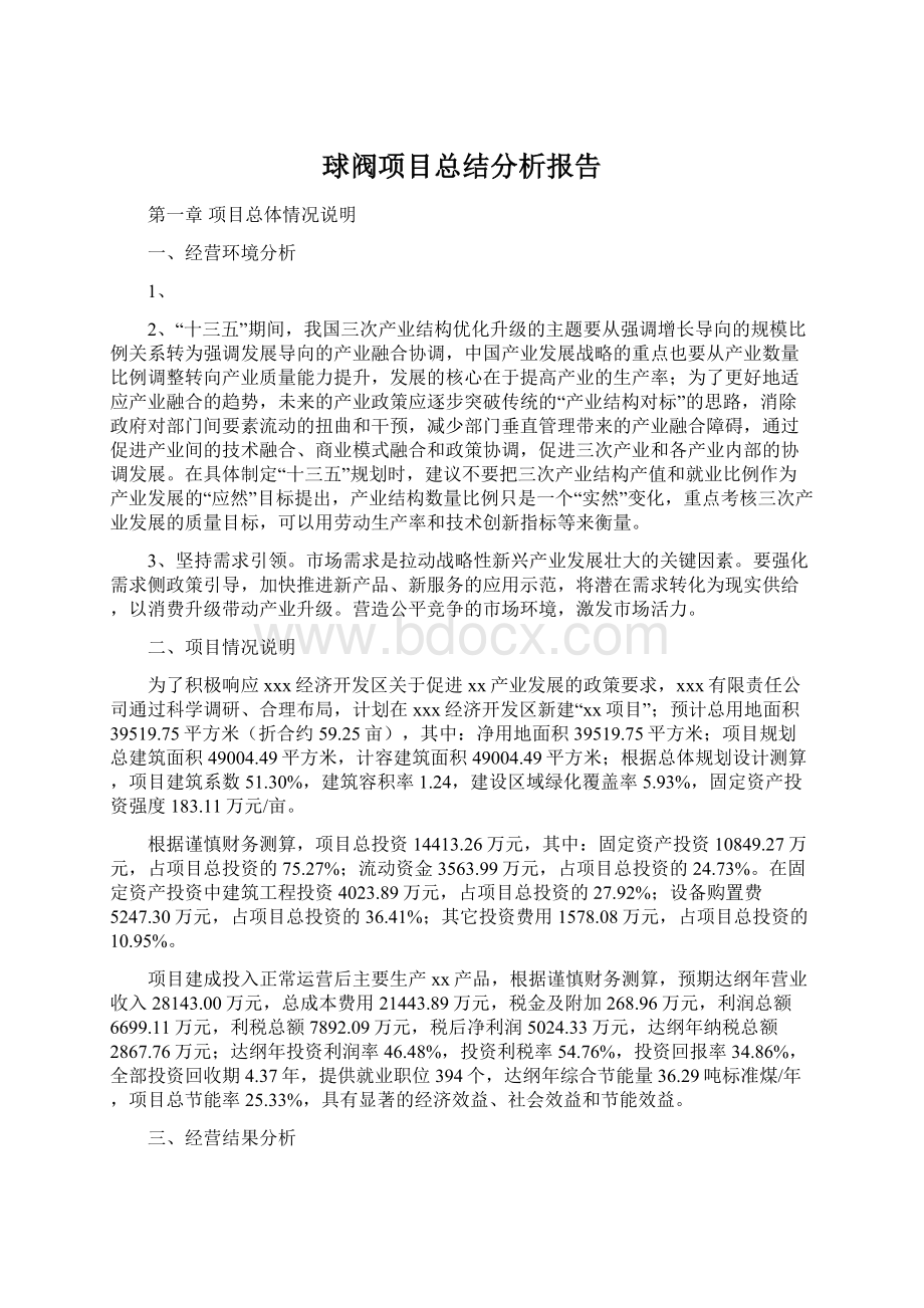 球阀项目总结分析报告.docx_第1页