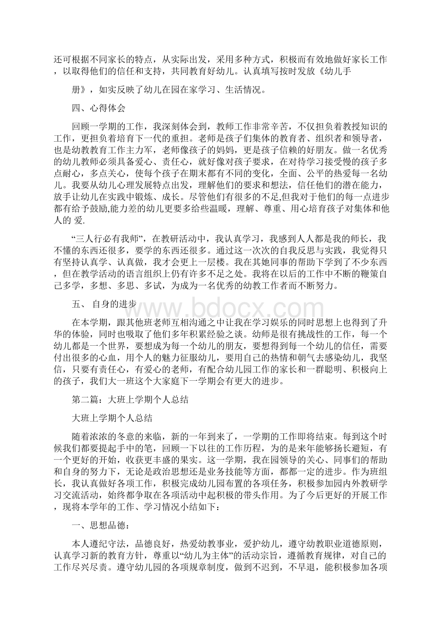 大班上学期个人总结多篇范文Word下载.docx_第2页