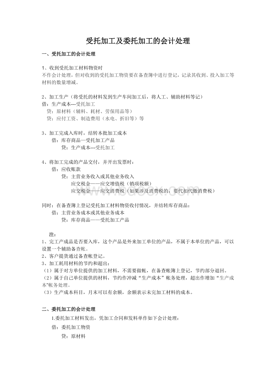 受托加工及委托加工的会计处理文档格式.doc_第1页