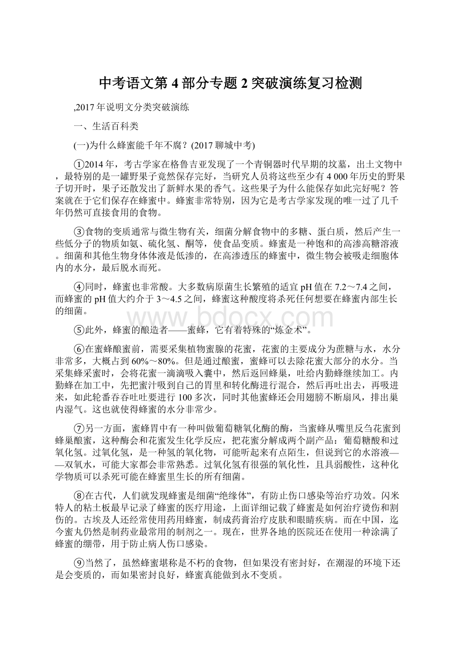 中考语文第4部分专题2突破演练复习检测Word文档格式.docx