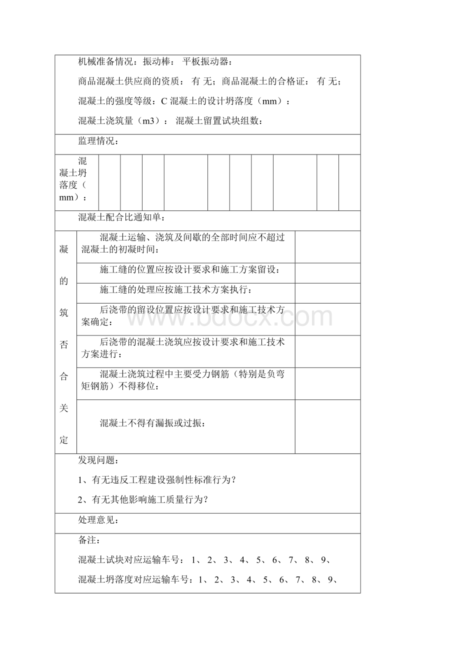 旁站监理记录表总表文档格式.docx_第2页