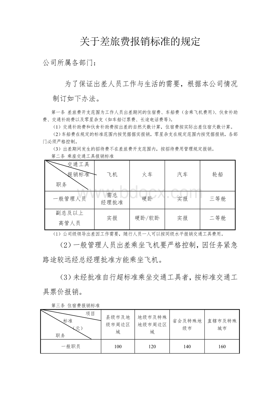 差旅费报销标准参考资料.doc_第1页