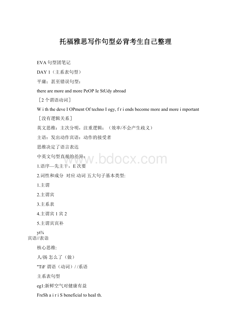 托福雅思写作句型必背考生自己整理文档格式.docx_第1页