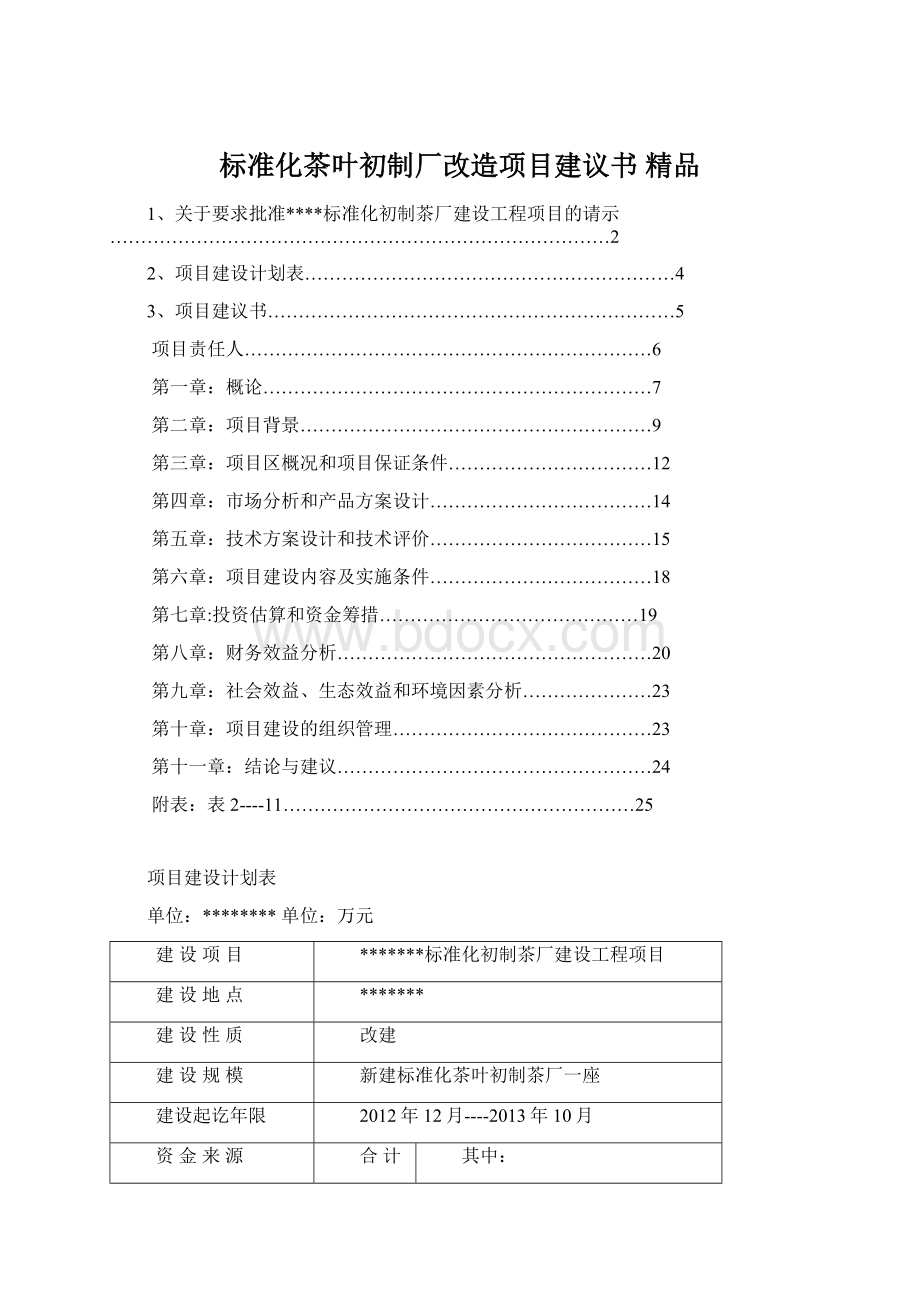 标准化茶叶初制厂改造项目建议书 精品Word文件下载.docx_第1页