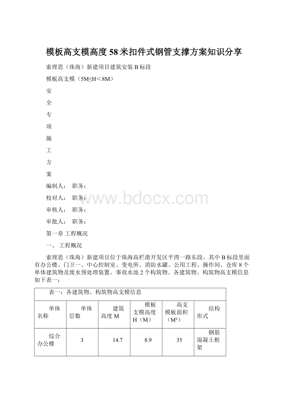 模板高支模高度58米扣件式钢管支撑方案知识分享Word格式文档下载.docx