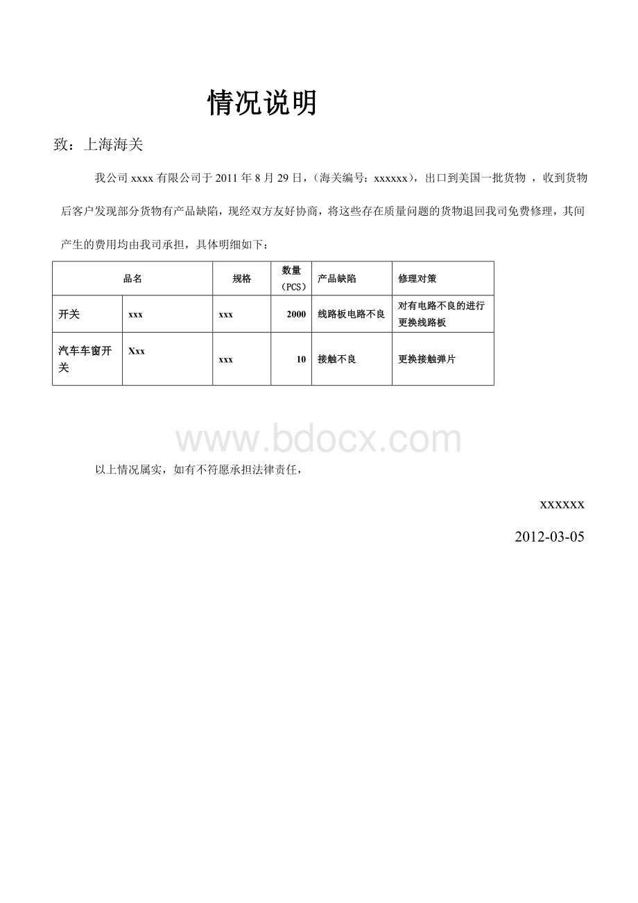 国际退运货物-情况说明.doc