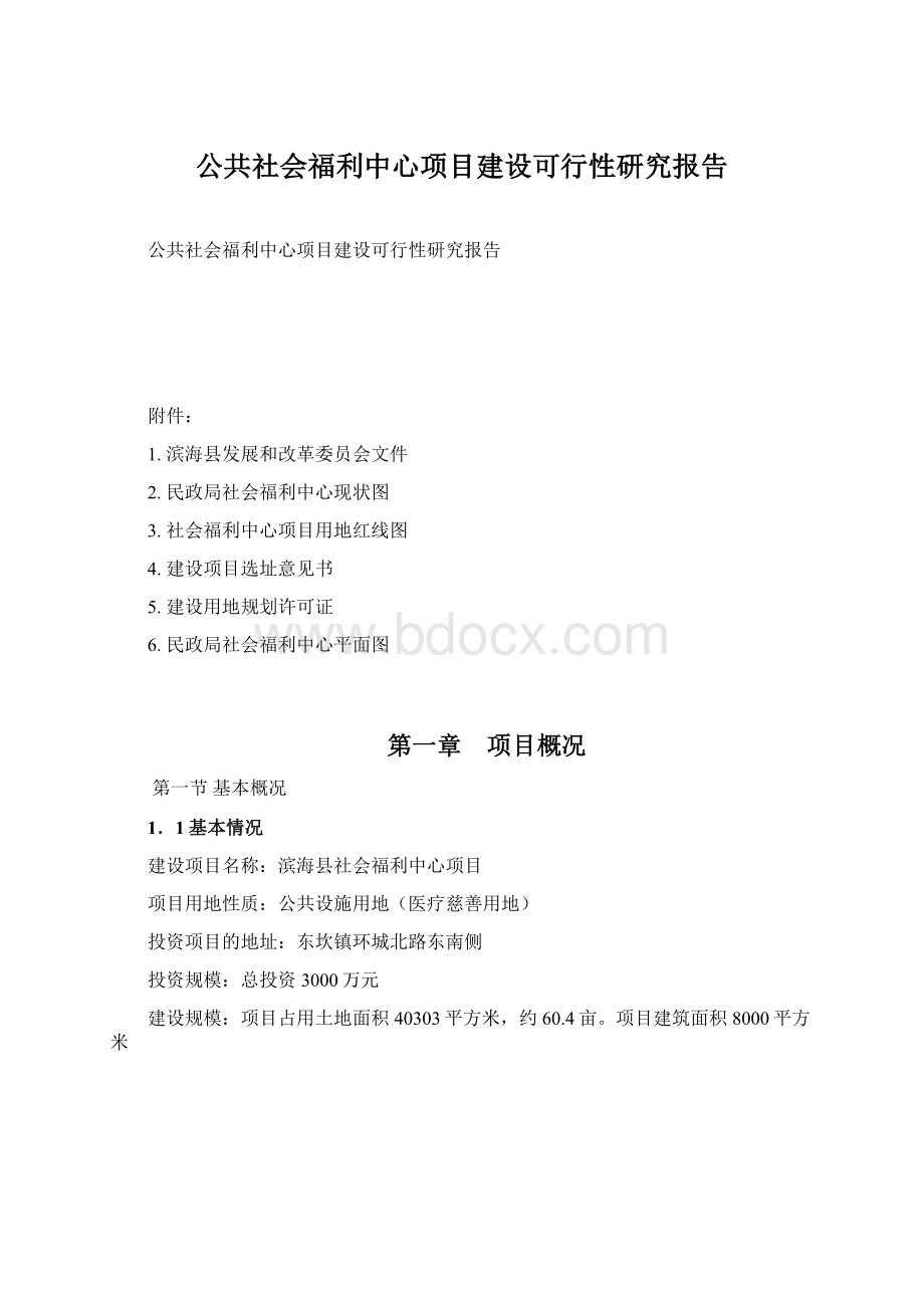 公共社会福利中心项目建设可行性研究报告.docx