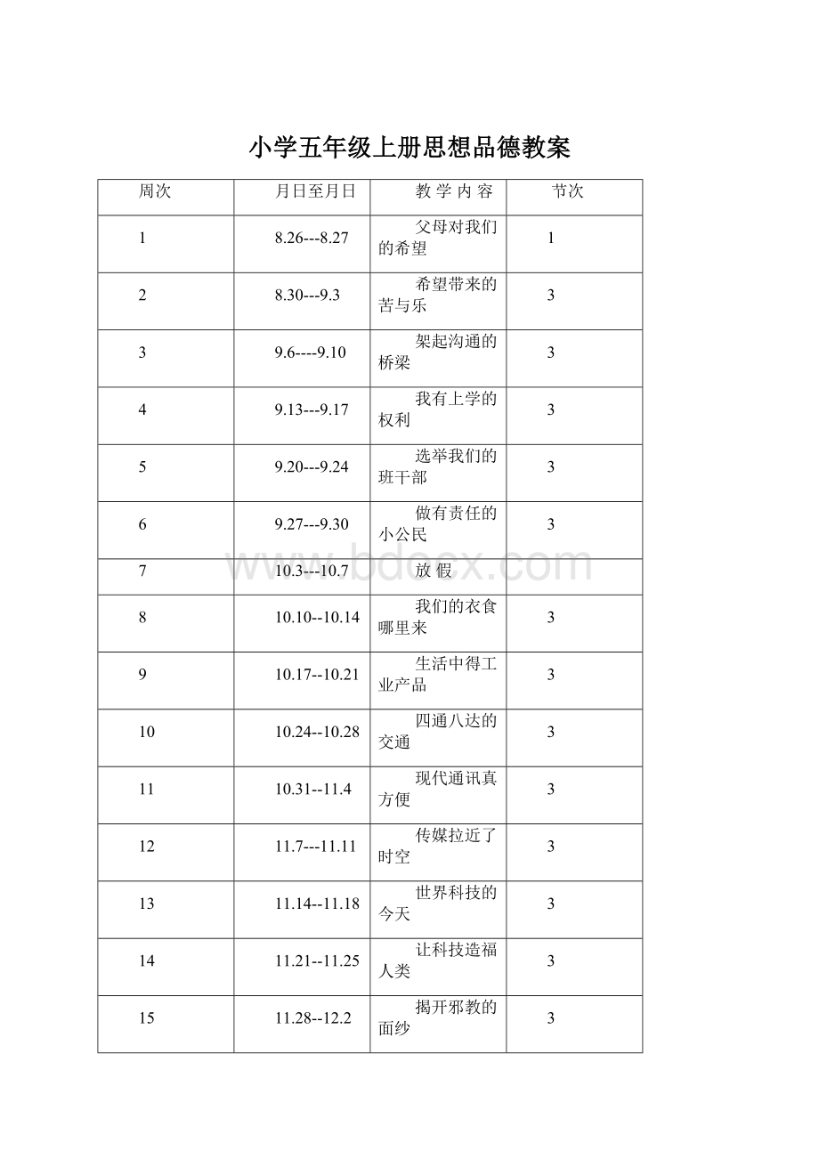 小学五年级上册思想品德教案.docx