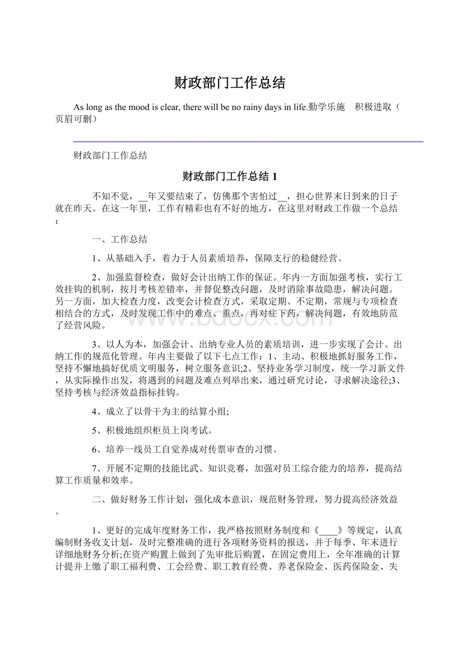 财政部门工作总结.docx