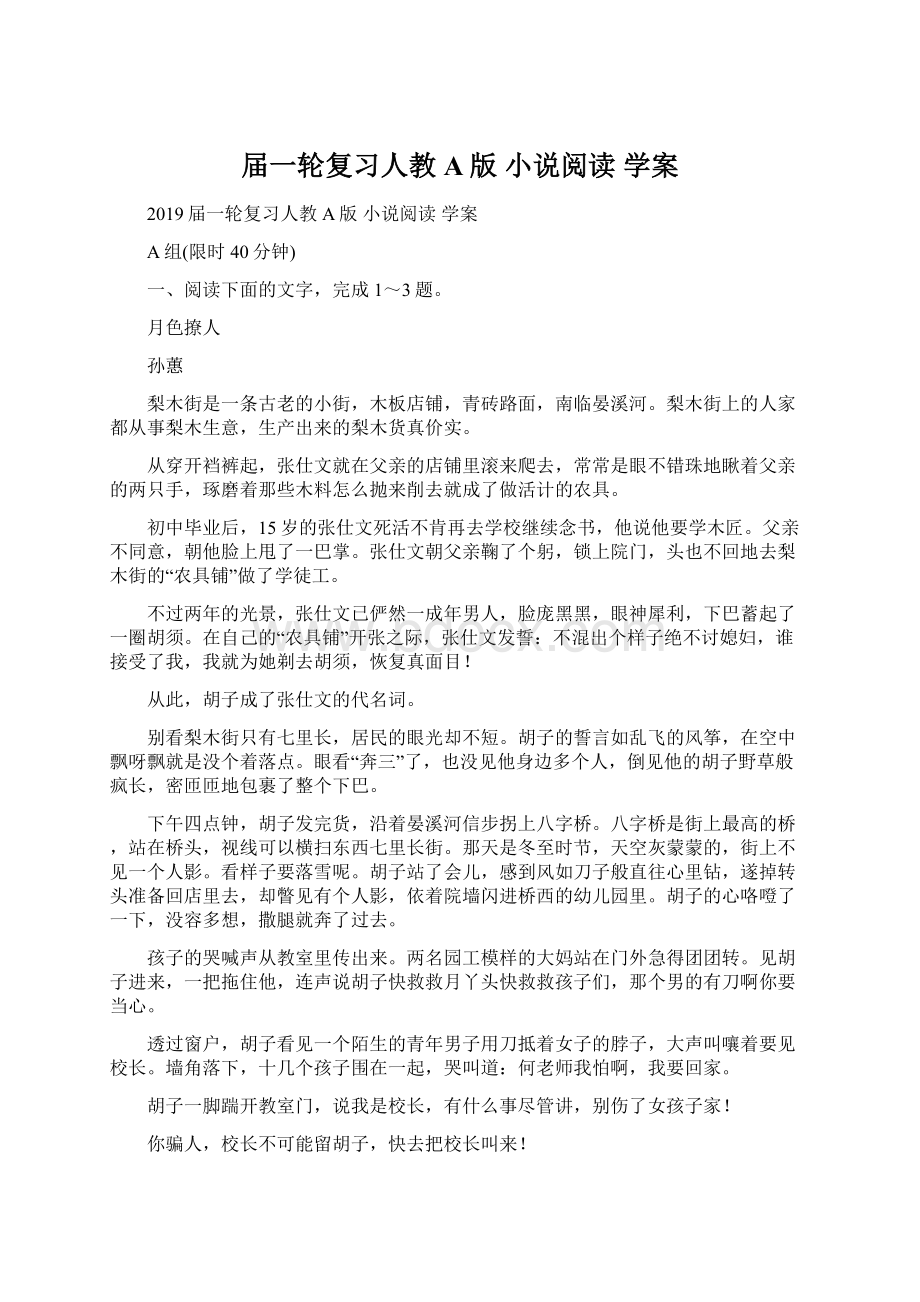 届一轮复习人教A版小说阅读 学案Word文档下载推荐.docx