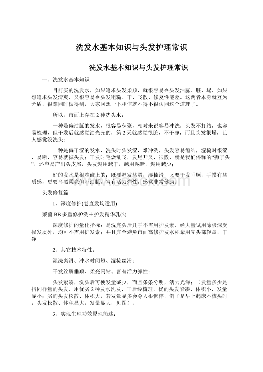 洗发水基本知识与头发护理常识文档格式.docx_第1页