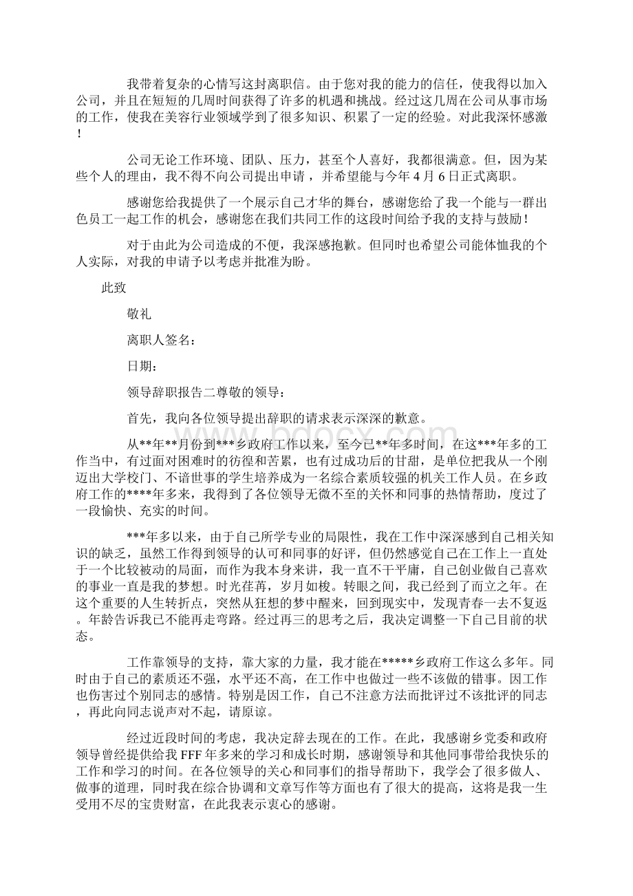 领导辞职报告申请书辞职报告docWord文档格式.docx_第3页