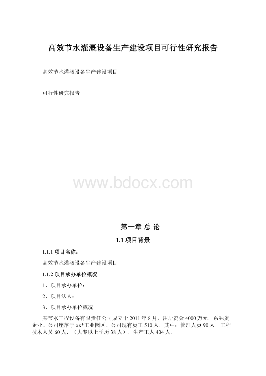 高效节水灌溉设备生产建设项目可行性研究报告.docx