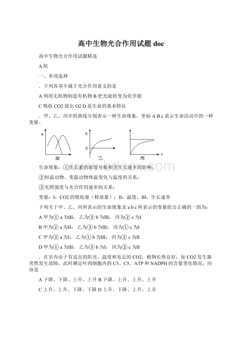 高中生物光合作用试题doc.docx