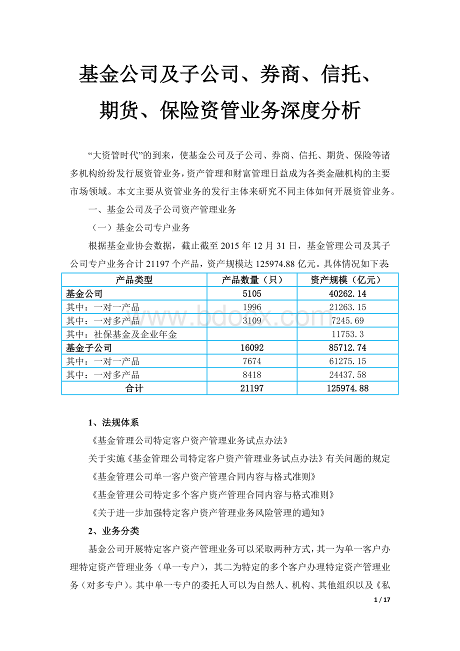 基金公司及子公司、券商、信托、期货、保险资管业务深度分析Word文件下载.docx