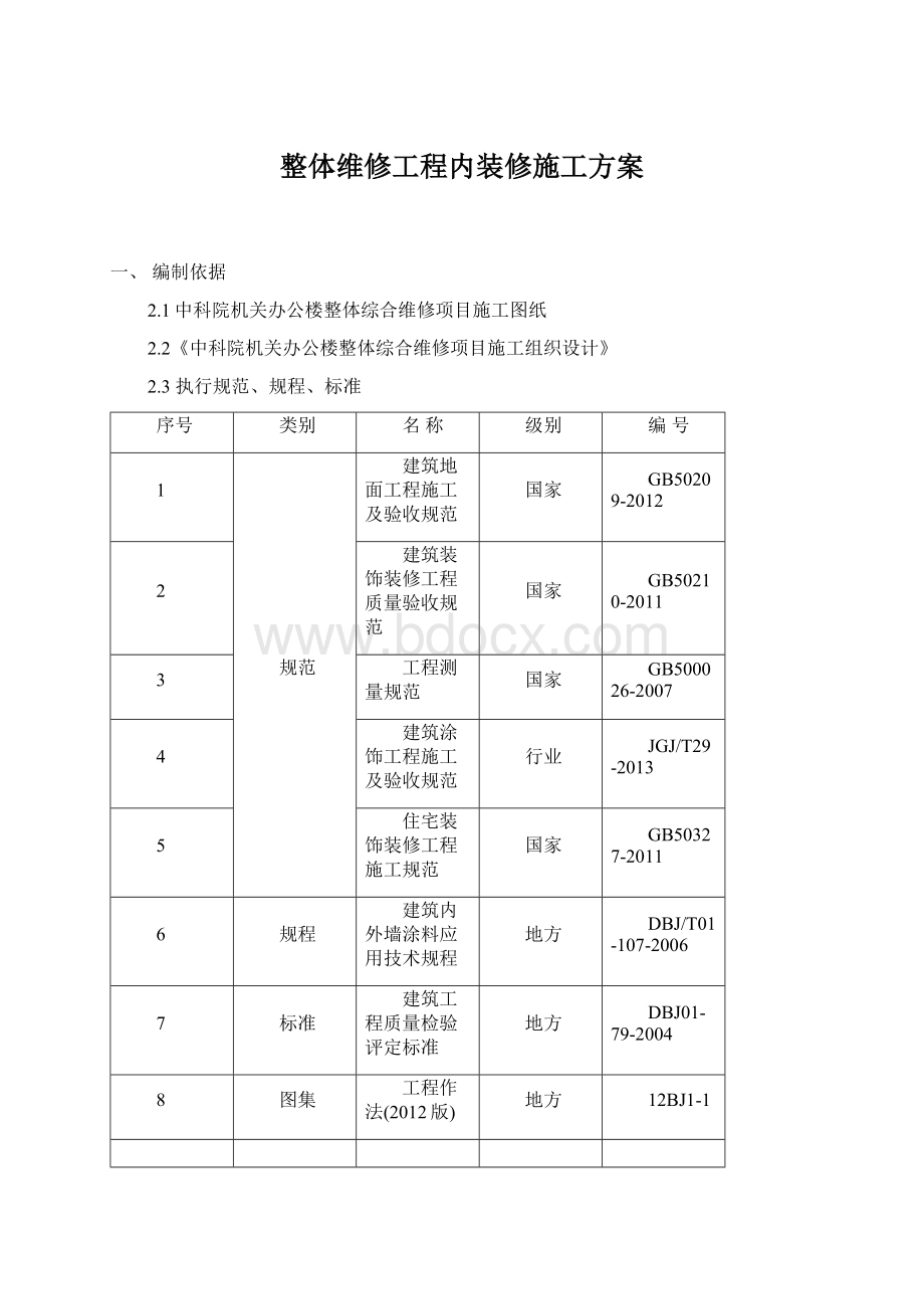 整体维修工程内装修施工方案.docx_第1页