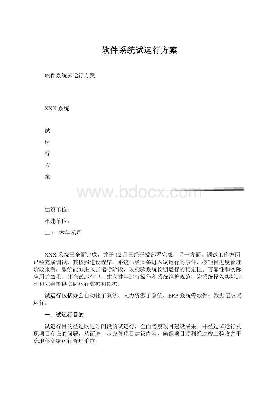 软件系统试运行方案文档格式.docx