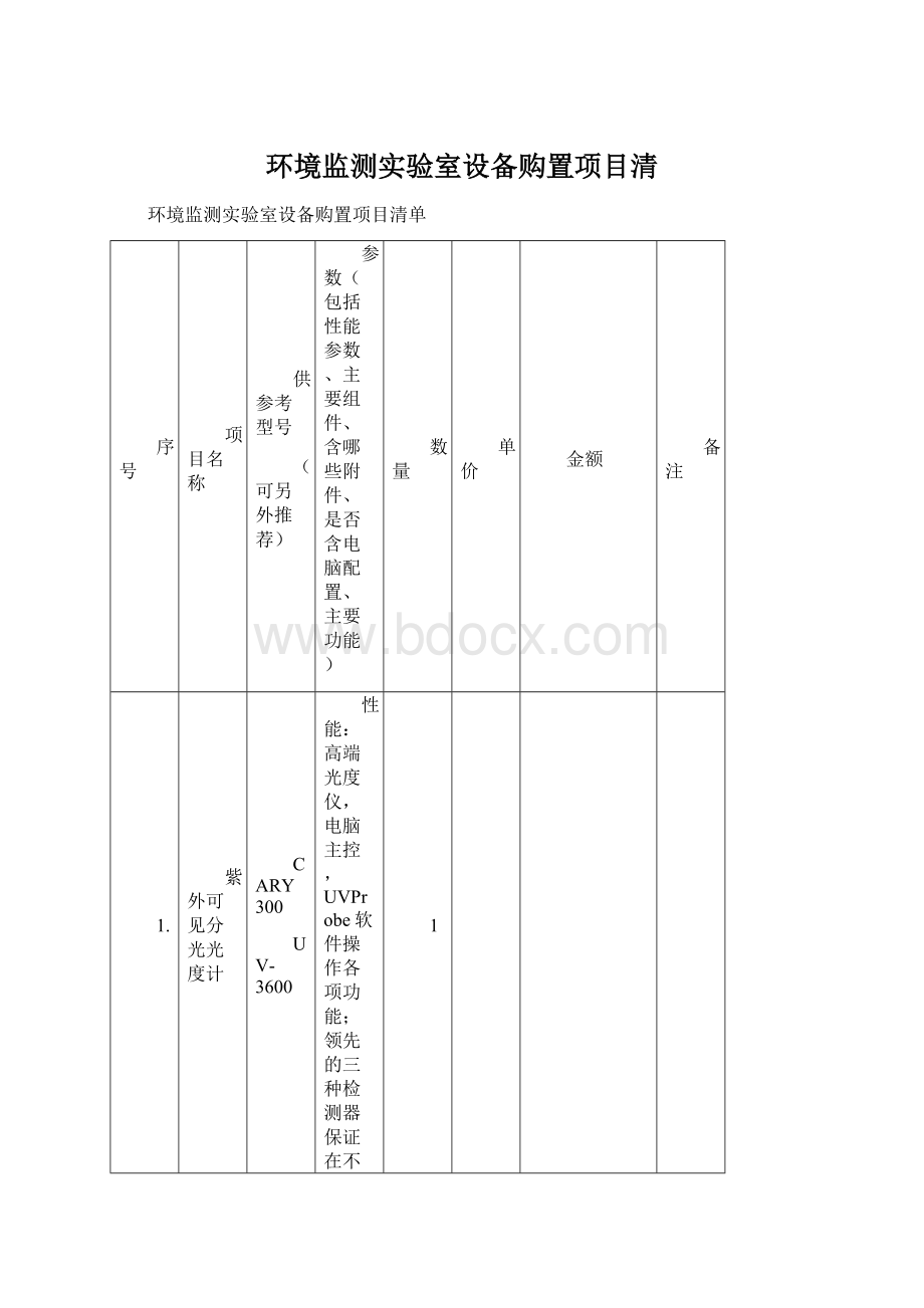 环境监测实验室设备购置项目清Word文档下载推荐.docx