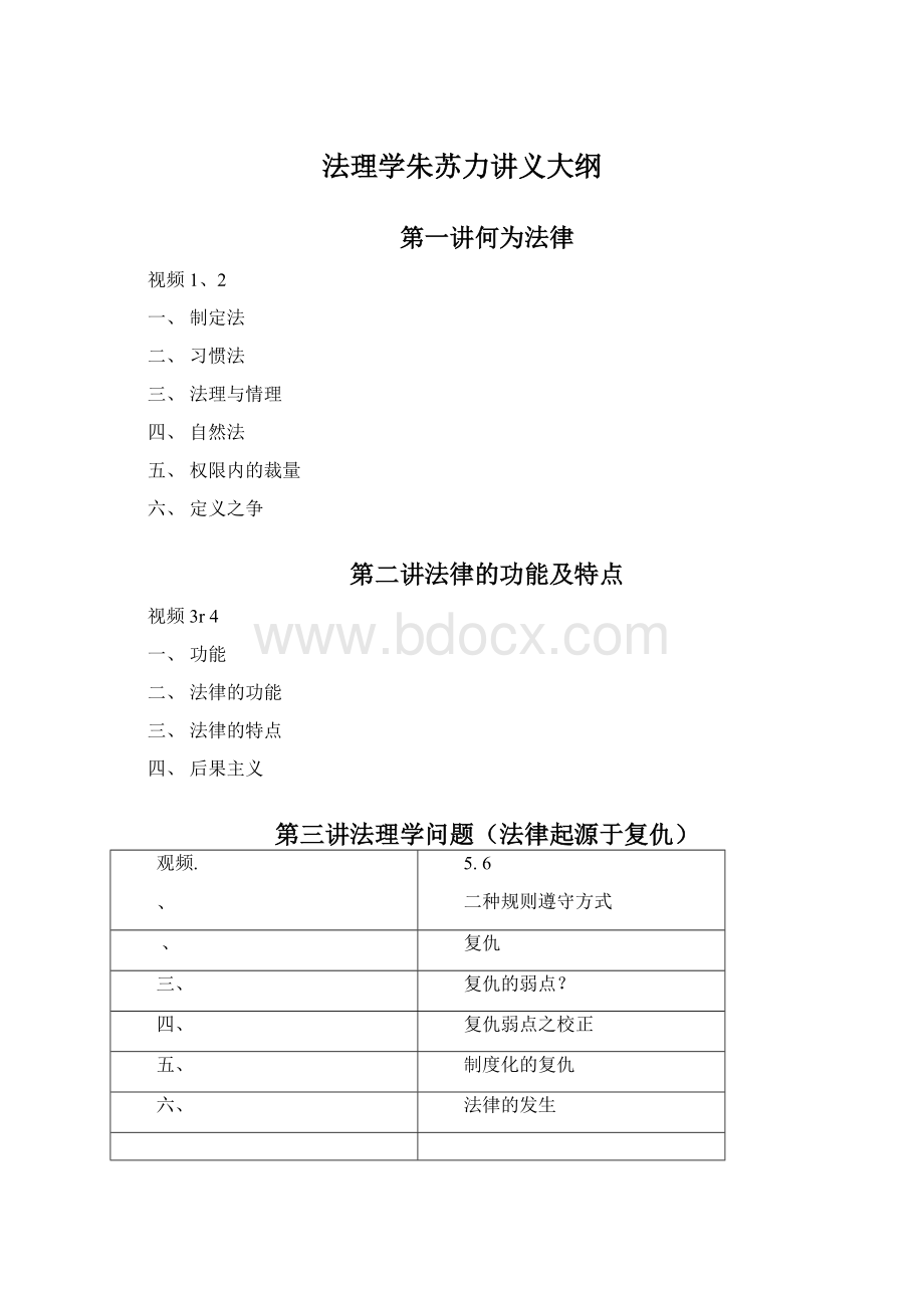 法理学朱苏力讲义大纲.docx