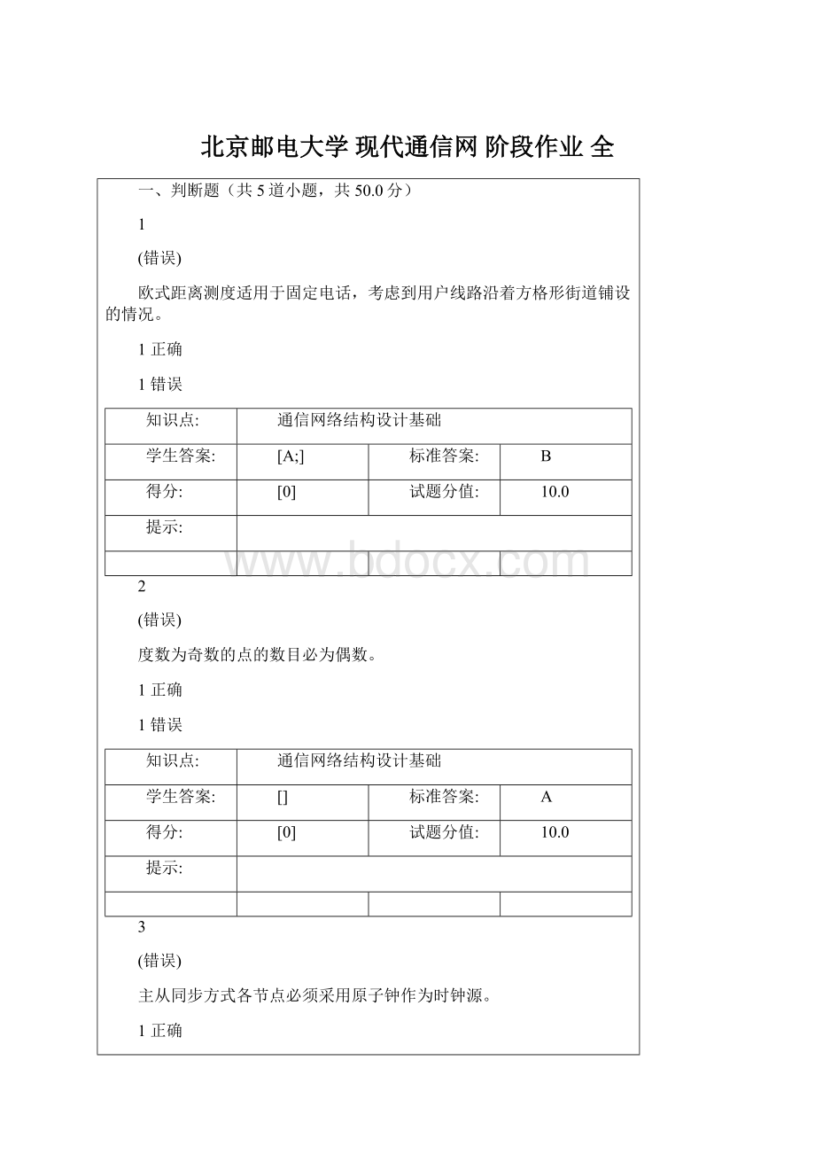 北京邮电大学 现代通信网 阶段作业 全.docx_第1页