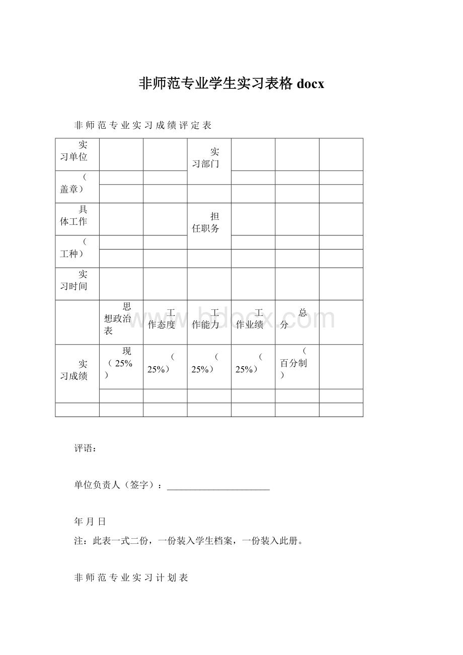 非师范专业学生实习表格docx.docx