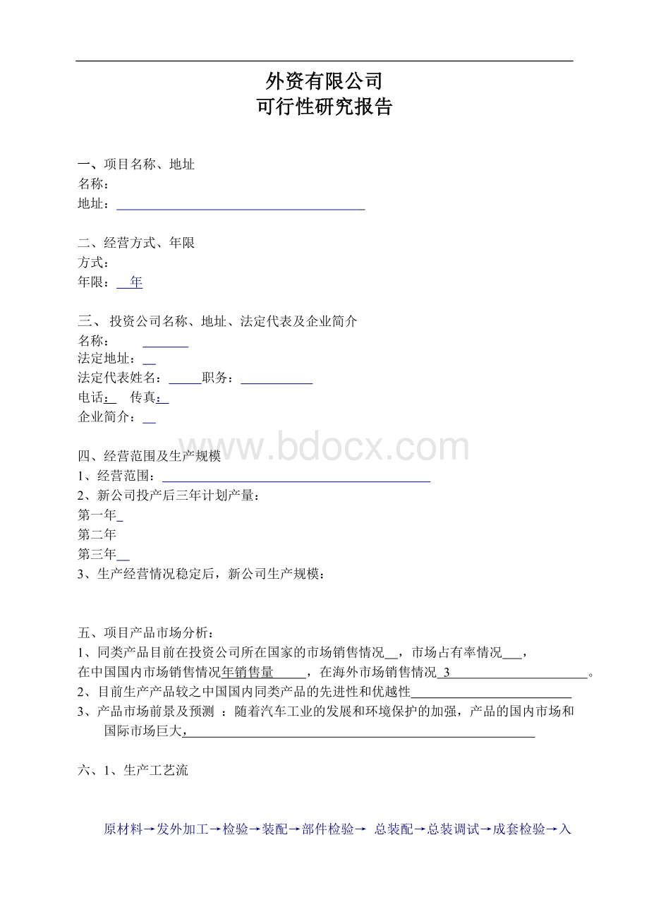 外资有限公司可行性研究报告Word文档格式.doc_第1页