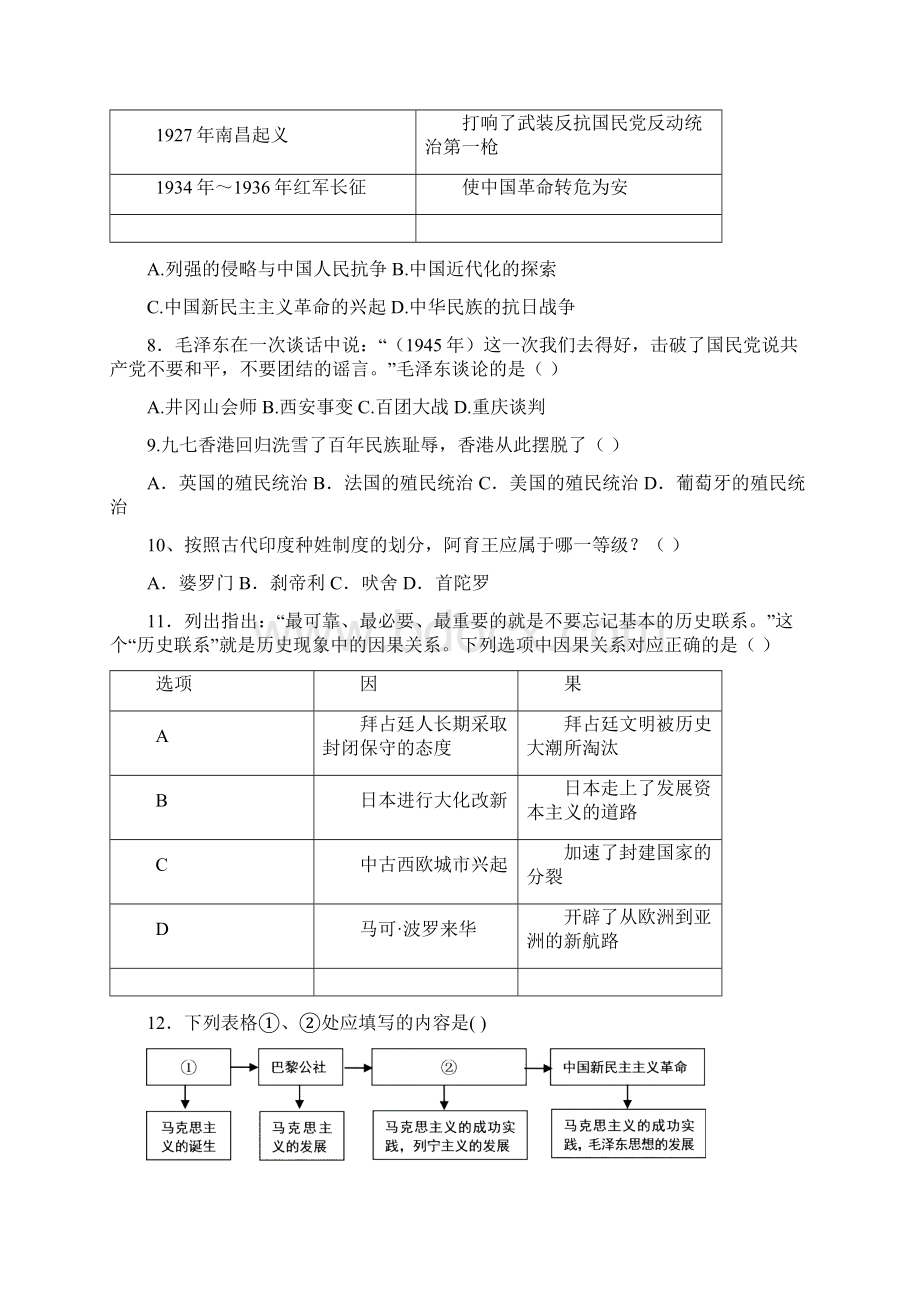 湖北省黄石大冶市还地桥镇届九年级文综模拟试题Word格式.docx_第2页