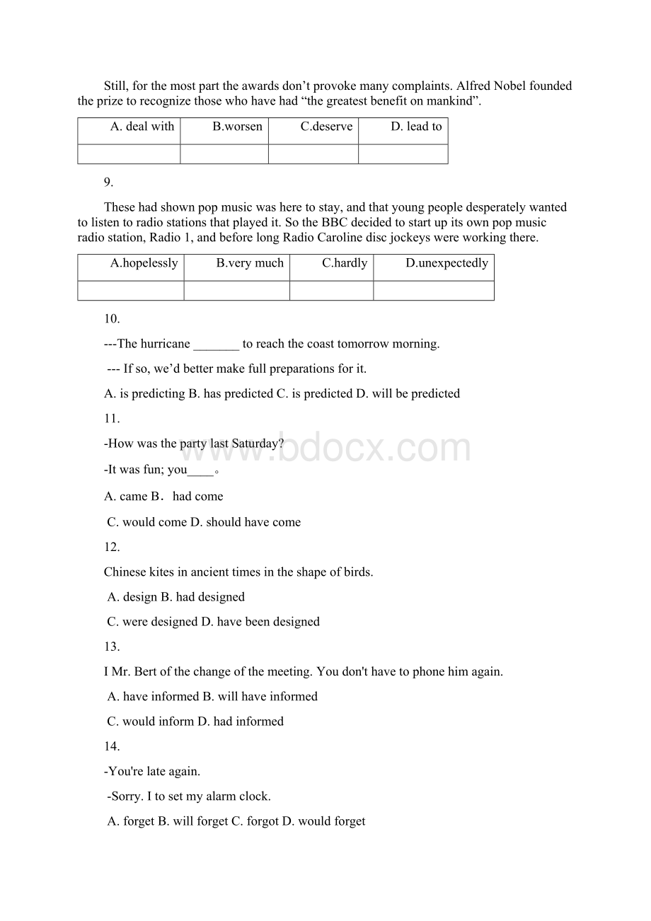 高考英语模拟题精编附答案Word文档格式.docx_第2页